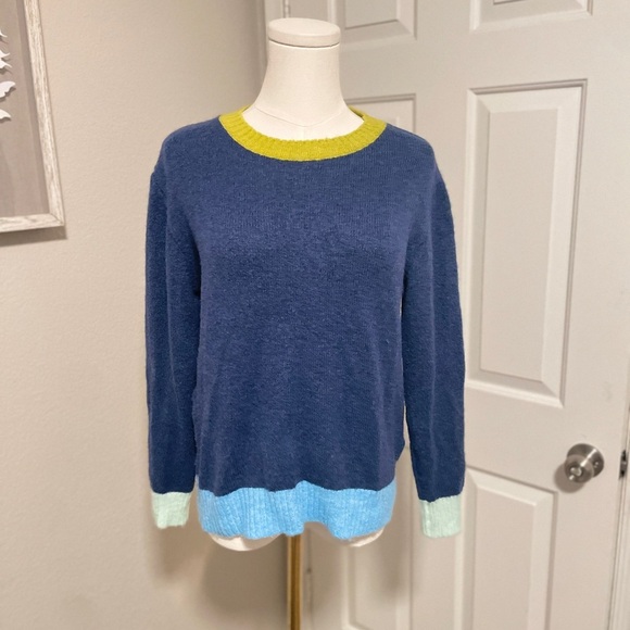 bloom Sweaters - Dr. Bloom Navy and Lime Colorblock Sweater